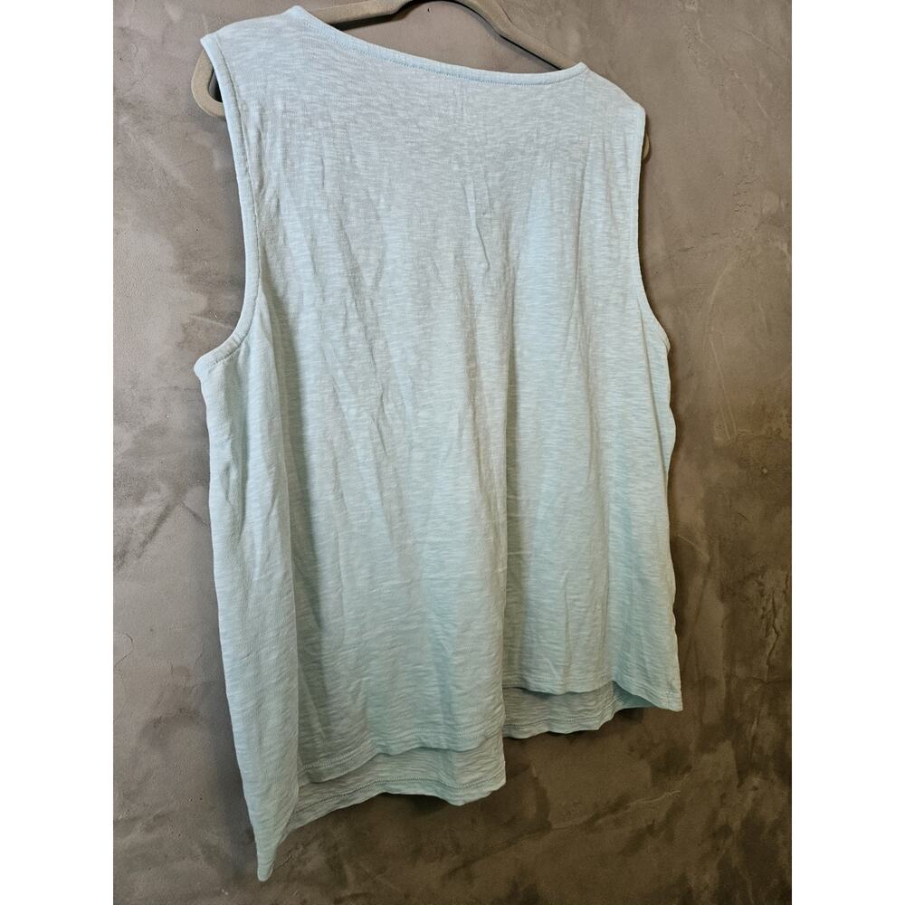 Talbots XL Blue 100% Cotton Knit Scoop Neck Sleeveless Embroidered Tank - Picture 4 of 7